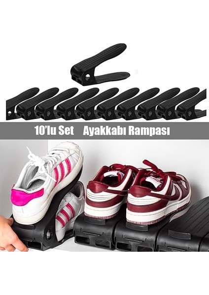 Org -201 10 Lu Ayakkabı Rampası Ayakkabı Düzenleyici Dolap Içi Organizer- Siyah fiyatları
