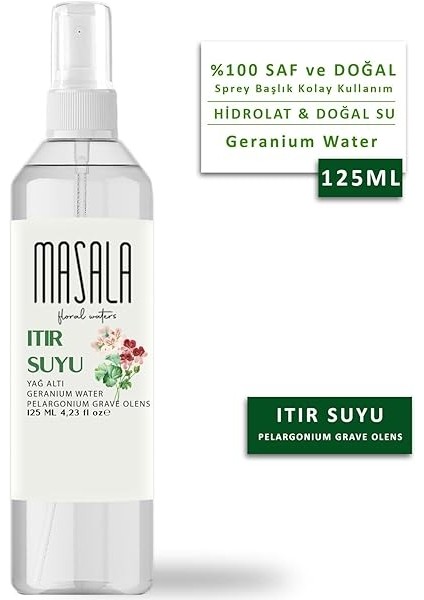 Saf Itır Suyu (Sardunya) 125 ML%100 Doğal Yağlı Hidrosol - Tonik Geranium Floral Water Hydrosol Tonic fiyatları