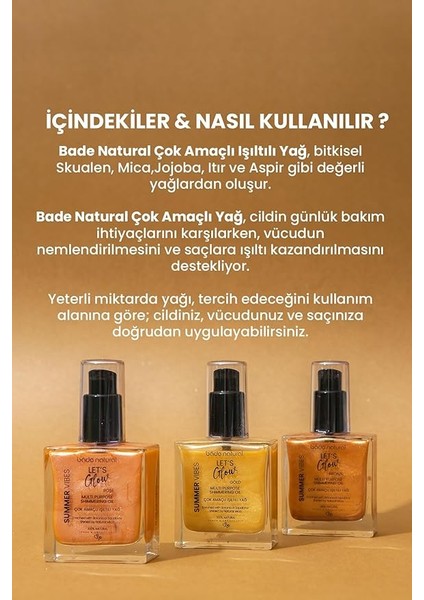Natural Işıltılı Yağ Bronze 50 ml Bitkisel Skualan Içerikli Çok Amaçlı Nemlendirici fırsatları