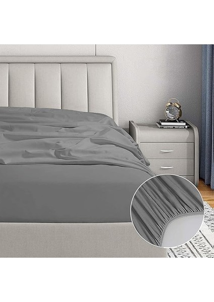 | Jersey |%100 Doğal Pamuklu Tek/çift Kişilik Lastikli Çarşaf Gri fırsatları