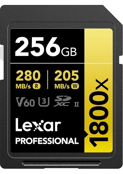 Prof 256GB 1800X Sdxc Uhs-Iı 270MB/S Read 180MB/S Write C10 V60 U3