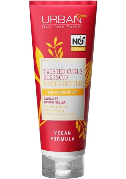 Care Twisted Curls Hibiscus &amp; Shea Butter Kıvırcık ve Dalgalı Saçlara Özel Saç Bakım Kremi Sülfatsız 250 Ml- Vegan