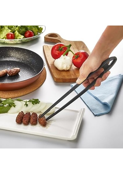 Profesyonel Şef Maşası, 34 Cm, Paslanmaz Çelik, Isıya Dayanıklı, Bulaşık Makinesinde Yıkanabilir, Siyah fiyatları