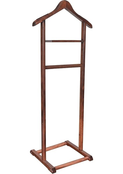 Ahşap Dilsiz Uşak Ceviz Renk Tekli Ayaklı Askı