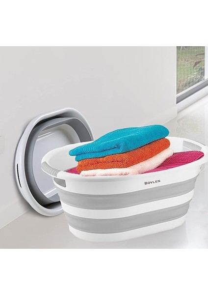 Katlanabilir Çamaşır Sepeti - Katlanır Çamaşır Sepeti - Gri - 54,5X39X8 cm - Pp+ fırsatları