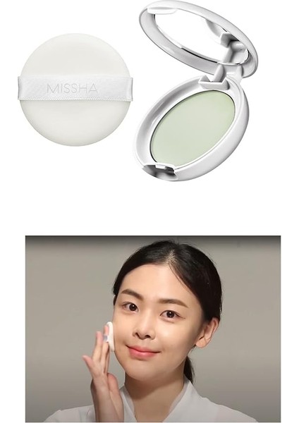 Kızarık Görünümü Azaltarak Makyajı Sabitleyen Ultra Hafif Pudra Airy Pot Pressed Powder (Mint)