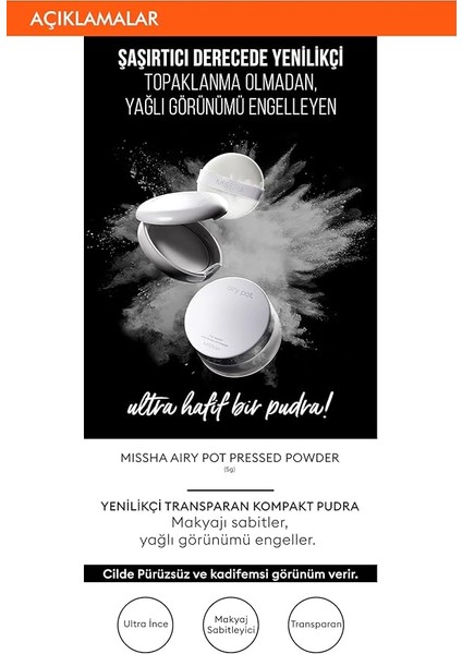 Kızarık Görünümü Azaltarak Makyajı Sabitleyen Ultra Hafif Pudra Airy Pot Pressed Powder (Mint) fiyatları