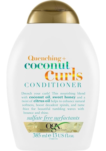 Bukleli Saçlar Için Nemlendirici Coconut Curls Sülfatsız Bakım Kremi (385 Ml)