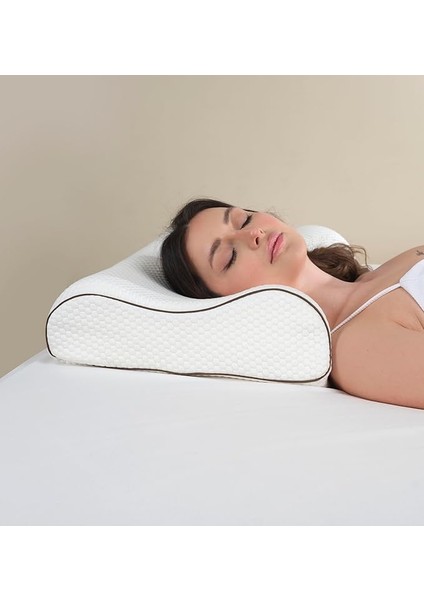 Çift Taraflı Yüksek Boyun Destekli Yastık Visco Yastık - 60X40X14-12CM 1450 Gram