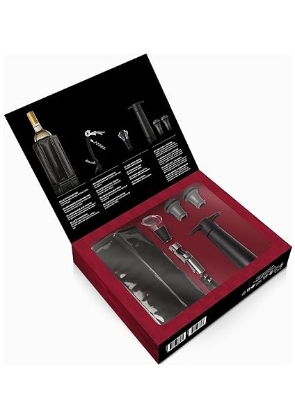 Vin Experience 6 Parçalı Şarap Seti, Şarap Pompası, Şarap Boşaltıcı, Garson Bıçağı, Yedek Tıpa, 68897606, Siyah modelleri