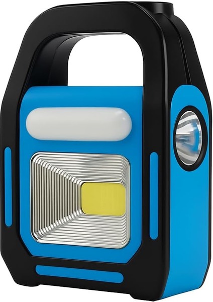Işıldak Fener | Güneş Enerjili ve USB Şarjlı Kamp Lambası | LED Kamp Feneri El Feneri | Taşınabilir 3 Fonksiyonlu Işık | 300 Lümen 6500K Beyaz Işık | IP44 | Mavi Renk Noas (G Energy)