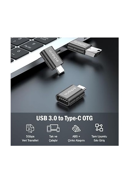 Otg Akıllı Giriş USB 3.0 To Type-C Dönüştürücü Adaptör Çevirici 5gbps, iPhone 16, Pro, Pro Max, M2, M3, M4 MacBook Pro, Air, iPad Pro ve Galaxy S25, S24, S23 ve Tabletler ile Uyumlu modelleri