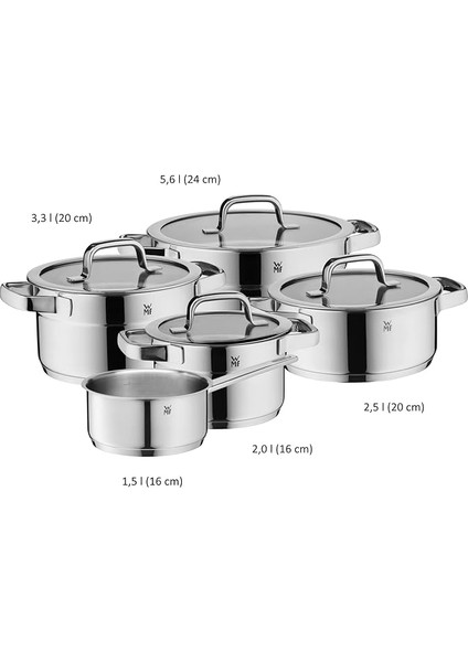 Compact Cousine Indüksiyon Tabanlı 5 Parça Çelik Tencere Seti modelleri