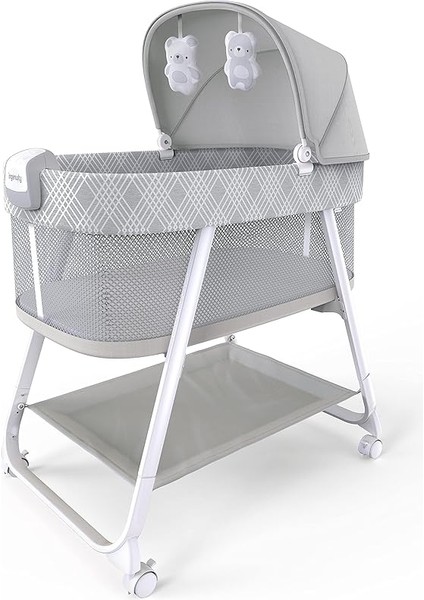 Lullanight Gem Bebek Yatağı, 4 Tekerlekli ve Hava Geçiren Kenarlı, Gri, 0-5 Ay, 7 Kg'a Kadar
