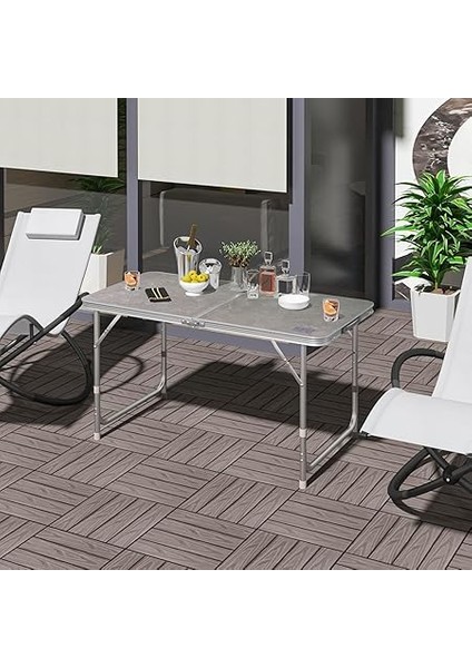 Portatif Kamp Masası, 3 Yükseklik Ayarlı, Katlanır Piknik Masası, Kolay Taşınabilir Alüminyum Masa - 120X60 - Mermer Desenli fiyatları