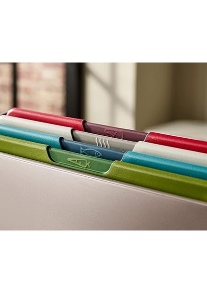 Joseph Folio Icon Kesme Tahtası Seti, Saklama Kutulu, Kaymaz, Renk Işaretli, 4 Parçalı fiyatları