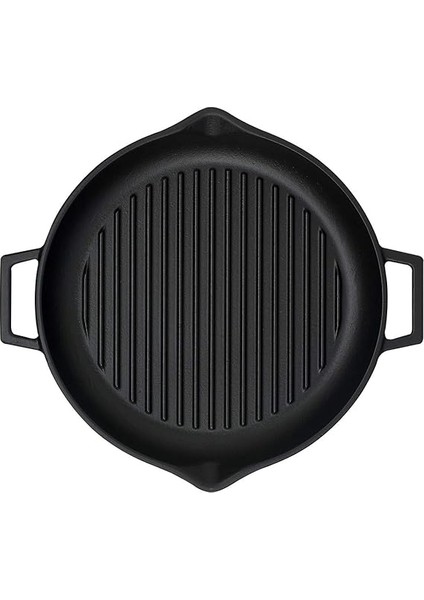 Döküm Yuvarlak Izgara Tava, Metal Kulplu, 30CM, Siyah modelleri