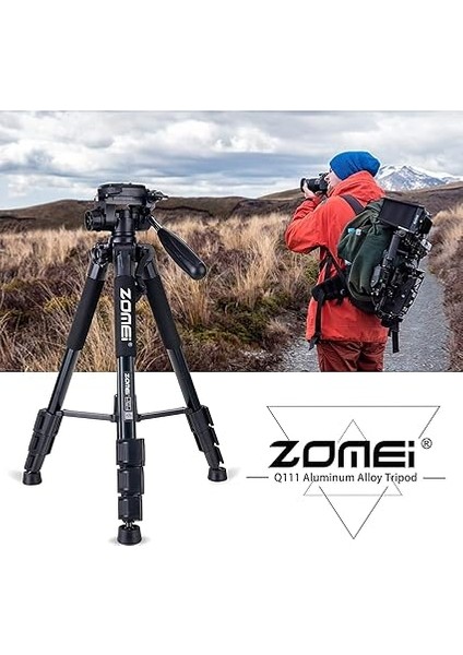 Zomei Q111 Kamera Tripodu Cep Telefonu Tutuculu + Uzaktan Kumanda, Alüminyum Alaşım Hafif Kamera Ayaklı Tripod 3 Yönlü Döner Başlık Hızlı Değiştirme Plakası ve Çanta 47 – 140 cm Siyah Renk modelleri