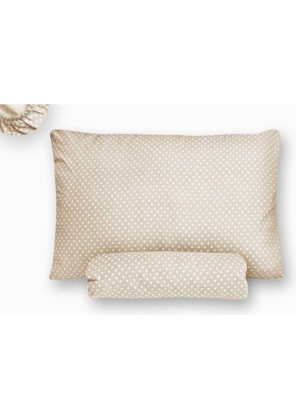 Tek Kişilik Bej Puantiyeli Lastiksiz Çarşaf ve Yastık Kılıfı - 160 x 240