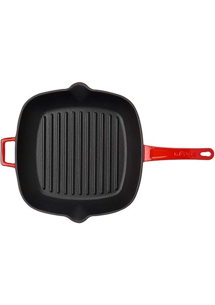 Metal Döküm Izgara Tava, Metal Saplı, 26X26 Cm, Kırmızı fiyatları