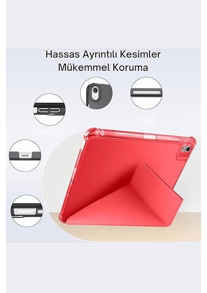 Air 13 Ile Uyumlu 2025 M3 Kalem Bölmeli Standlı Akıllı Fuchsia Trifolding Tablet Kılıfı Siyah indirimleri