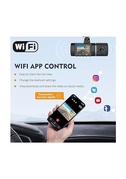 Dashcam Araba 4K Wifi Dash Cam Ön Iç 32GB Sd Kart, 310° Geniş Açı Görünümü, Park Izleme, Hareket Algılama, Kızılötesi Gece Görüş, G-Sensor, Döngü Kaydı, Hdr, Pil ile Araç Kamerası fiyatları