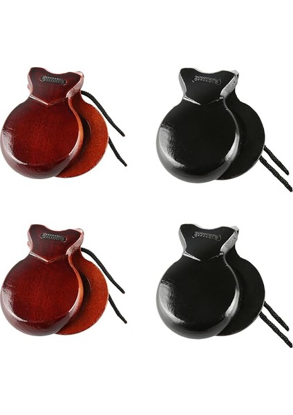 Çift Yaylı Ispanyol Castanyet, Yetişkinler ve Çocuklar Için Geleneksel Ispanyol Flamenko Kastanyetleri, Yeni Başlayanlar Için Ahşap Müzikal Vurmalı Çalgılar (Kahverengi+Siyah)