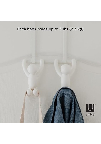 1004260-660 Çift Kancalı Buddy Kapı Portmantosu, Plastik, Beyaz, 21,6 x 30,5 x 10,8 cm fırsatları