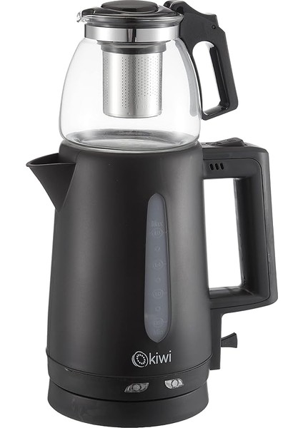 KTM-2907 Çay Yapma Makinesi, 1.8 L Kettle ve 0.9 L Demlik Kapasitesi, Siyah