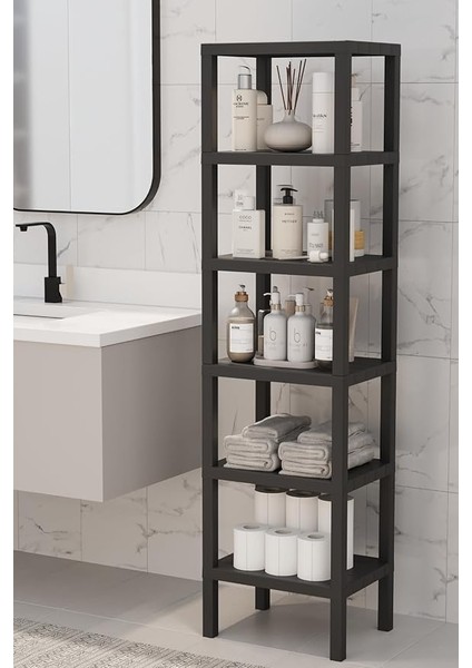 Life 6 Katlı Plastik Siyah Banyo Mutfak Rafı MIT1045 modelleri