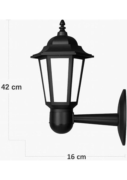 Klas 42 cm Bahçe Duvar Apliği | E27 Duylu Dış Mekan Yol Aydınlatma Lambası | IP54 Su Geçirmez Siyah Duvar Tipi Bahçe Armatürü fırsatları