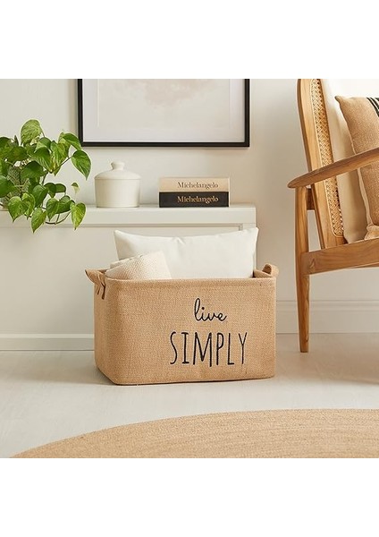 Home Textile Baskılı Jüt Dikdörtgen Sepet //42X31X25 modelleri