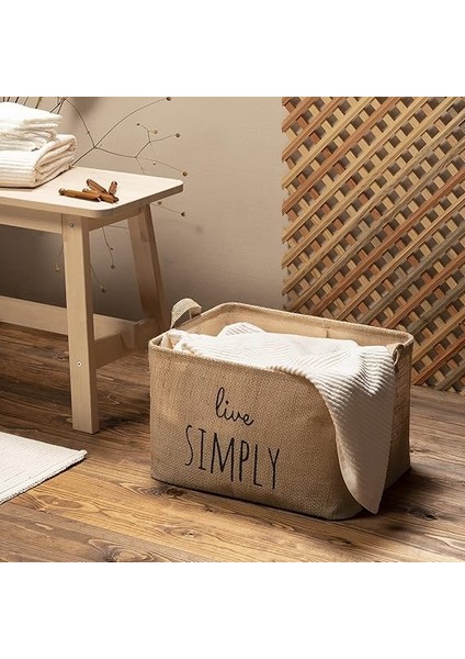 Home Textile Baskılı Jüt Dikdörtgen Sepet //42X31X25 fırsatları