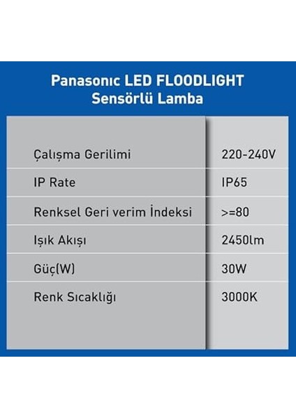 LED Projektör Sensorlü, Sıcak Beyaz Işık 30W 2450LM 3000K fırsatları