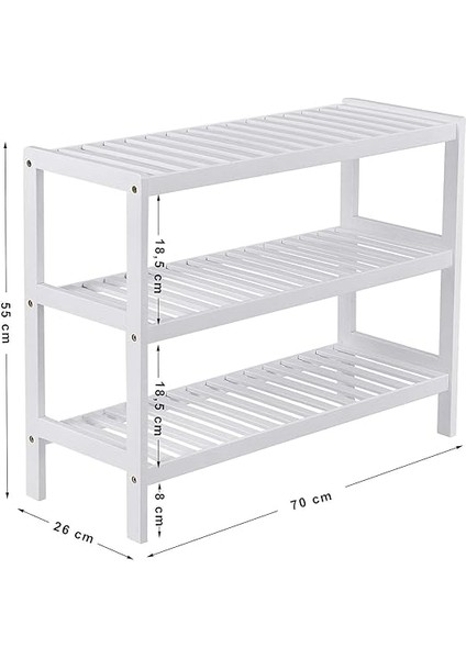 Ayakkabılık Ayakkabı Dolabı Bambu Rafı Ayakkabı Taburesi Beyaz-Doğal Renkler modelleri