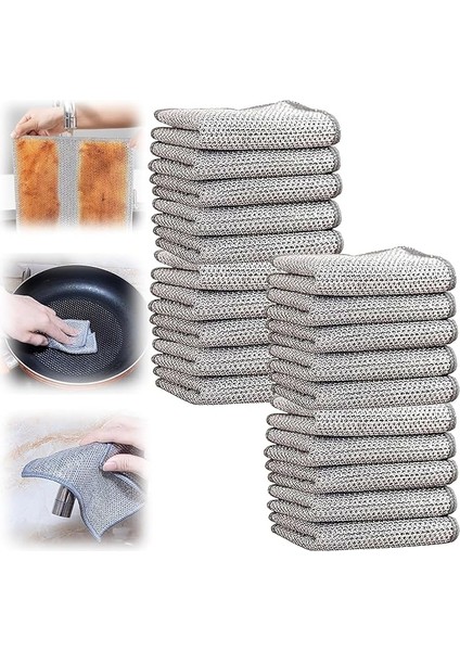 Home 4 Adet Yeniden Kullanılabilir Telli Bulaşık Bezi,çizdirmez Bulaşık Bezi,bulaşık Teli,çok Amaçlı Ovalama Bezi (4 Adet)