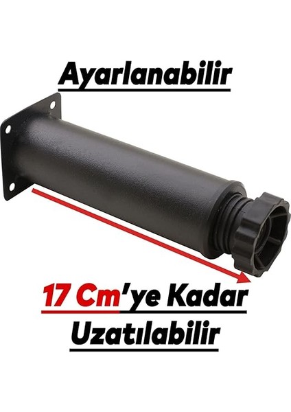 4 Adet Mobilya Kanepe Baza Koltuk Metal Destek Ayağı Ayarlanabilir 15 cm Siyah Metal Yükseltici Ayak fırsatları