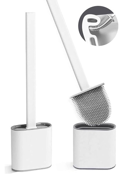 Fırçası Beyaz Renk Silikon Klozet Wc Banyo Küvet Temizleme Fırçası Antibakteriyel Kolay Temizlenir Delmeden Duvara Monte Ürün Boyutu: 36.5cm x 10CM x 4.1cm (Beyaz) fiyatları