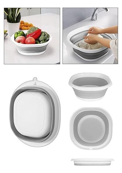 3'lü Katlanır Badya Set, Katlanabilir Akordiyon Leğen Seti, Yer Kaplamayan Çok Amaçlı Plastik Sepet, 3 Parça Saklama Kutusu modelleri