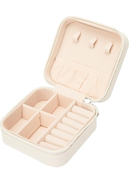 Küçük Takı Kutusu, Küçük Seyahat Takı Kutusu, Mini Takı Seyahat Çantası, Seyahat Için Taşınabilir Mini Takı Kutusu, Küpeler, Yüzükler, Bileklikler ve Kolyeler Için Mini Düzenleyici (Beyaz)