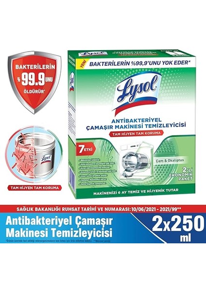 Antibakteriyel Çamaşır Makinesi Temizleyici Çam ve Okaliptus Ferahlığı 250 ml fiyatları