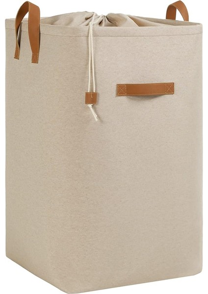 Home Textile Ağzı Büzgülü Bej Renk Çamaşır Sepeti 36 x 36 x 57 cm