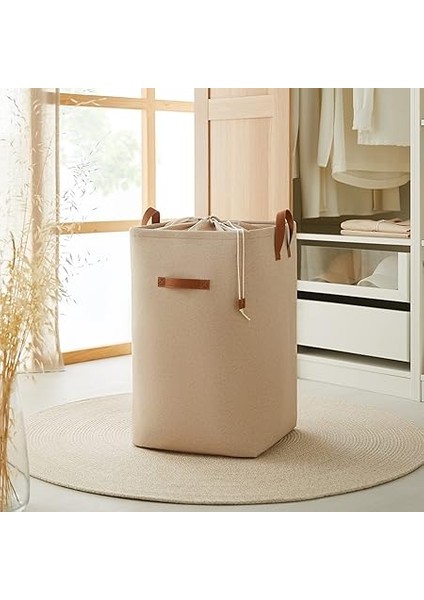 Home Textile Ağzı Büzgülü Bej Renk Çamaşır Sepeti 36 x 36 x 57 cm modelleri