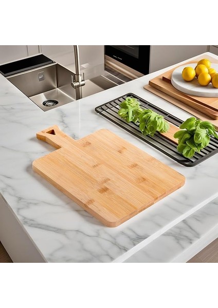 Bambu Kesme Tahtası Antibakteriel Yıkanabilir Doğrama Tahtası Dikdörtgen (33CM*21,5CM)
