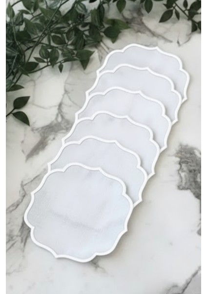 6 Adet Keten Kumaş Üzeri Nakışlı Kahve Yanı Sunumluk Kokteyl Peçetesi & Bardak Altlığı fırsatları