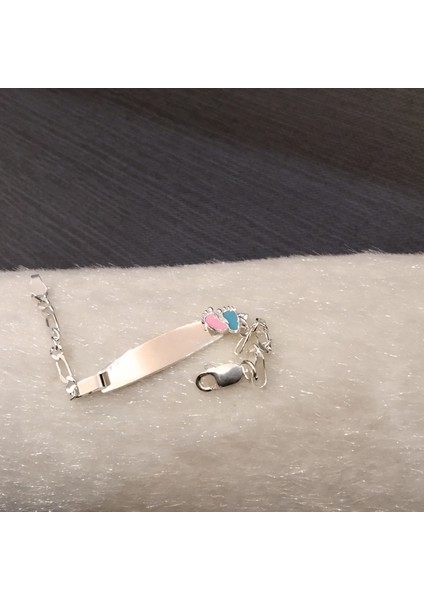 925 Ayar Gümüş Renkli Ayakcık Model Bebek/çocuk Bilekliği -Şık Tasarım- Isim Yazdırılabilir. 13CM -3mm