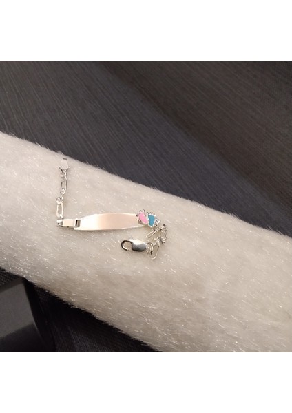 925 Ayar Gümüş Renkli Ayakcık Model Bebek/çocuk Bilekliği -Şık Tasarım- Isim Yazdırılabilir. 13CM -3mm modelleri