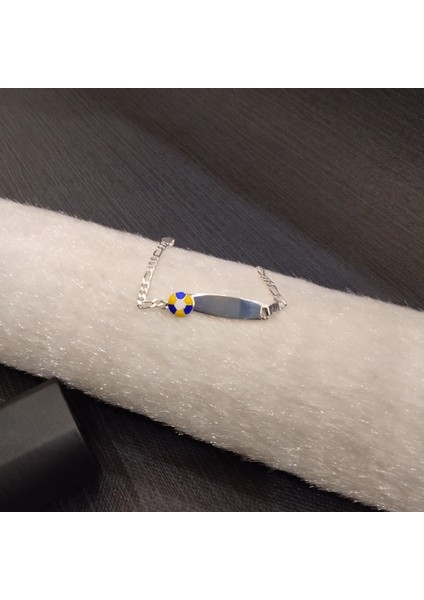 925 Ayar Gümüş Sarı - Lacivert Renkli Model Bebek/çocuk Bilekliği -Şık Tasarım- Isim Yazdırılabilir. 16 cm -3mm modelleri