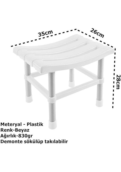 Ayna Kare Banyo Taburesi Çok Amaçlı Tabure Beyaz CLK-124 fiyatları
