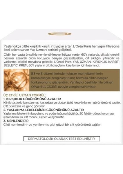 Parıs Yaş Uzmanı 60+ Kırışıklık Karşıtı Besleyici Krem fırsatları